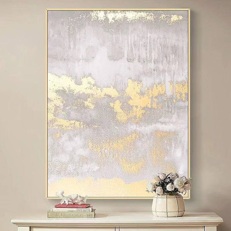 Leaf Hand-painted Gold Contemporary Abstract Canvas Wall Art MM1UZ